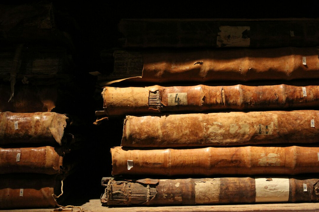 old historical files stack