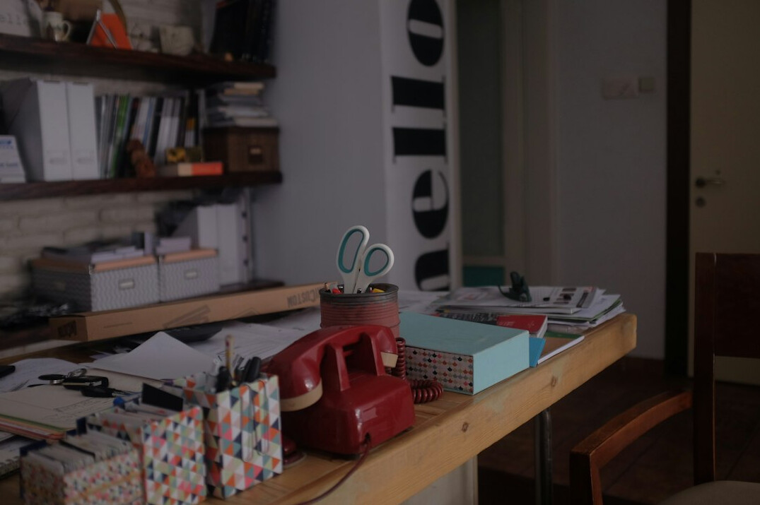 woman in old office